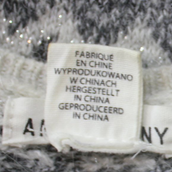 Artisan NY Fair Isle Neutral Knit Cashmere Wool Blend Sweater Top Gray size  XL - Picture 8 of 10